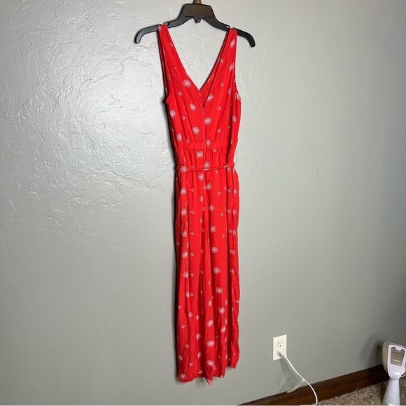 Loft Coral Daisy Wide Leg Tie Waist Jumpsuit - Picture 3 of 8